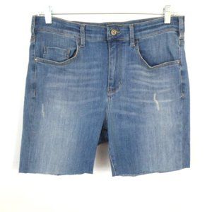 Pilcro and the Letterpress High Rise Skinny Cut Off Blue Denim Shorts